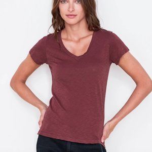 Sundry Back Stitch V Neck Tee Faded Rose